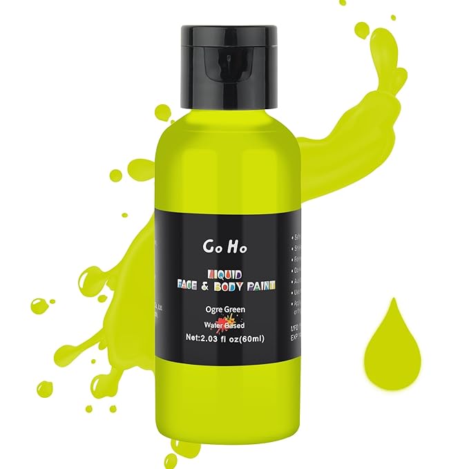 Go Ho Ogre Green Face Body Paint,Ogre Green Makeup Water Based Face Paint and Body Paint for Airbrush Makeup Special FX, Cosplay, and Halloween Make up