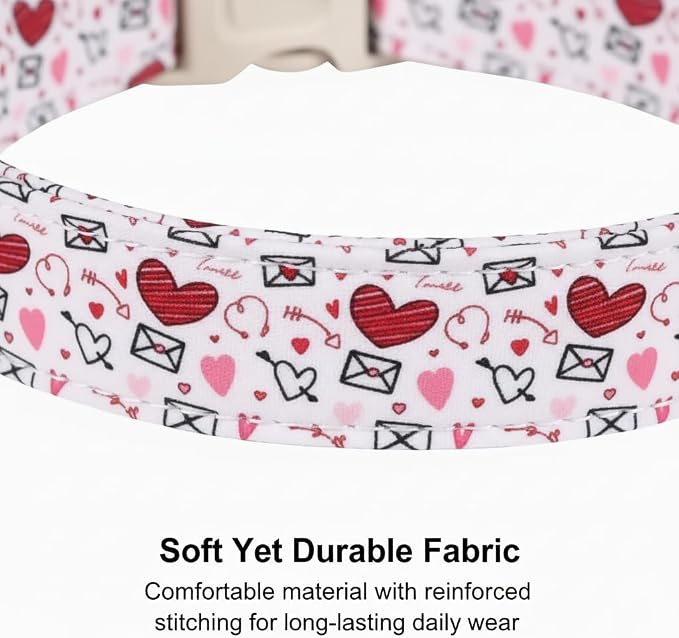 Large Dog Collar - Strong & Soft Adjustable Female Dog Collar, Fancy Heart Pattern Neckwear for Golden Retriever, Lab, Large Breeds, Perfect for Family Photos & Parties