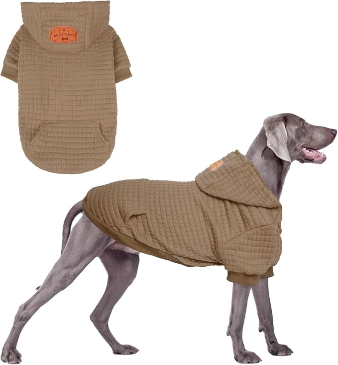 BEAUTYZOO Dog Hoodies Sweater for Large Dogs,Waffle‑Like Laminated Pet Coat | Warm Dog Sweatshirt with Pocket & Leash Hole,Pullover Clothes for Girl Boy Dogs,Stretchy & Easy‑On‑Off,Labrador & Great Danes