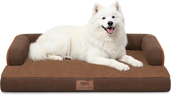 Orthopedic XL Dog Bed with Bolster for Extra Large Size Dogs | Pillow Support for Neck Relief, Egg Crate Foam, Skin-Friendly Surface, Waterproof Liner, Anti-Slip Bottom, 42 x 30 Inch