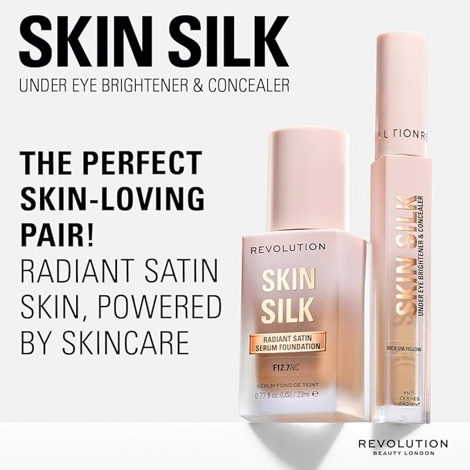 Revolution Beauty London, Skin Silk Radiant Serum Under Eye Brightener, Hydrates & Smooths Under Eye with Hyaluronic Acid & Squalane, Vegan & Cruelty-Free, Fair Cool, 0.13 fl oz