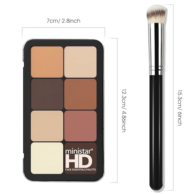 16 Colors Cream [Contour Concealer Foundation] Makeup Palette for Cheeks - All in One Makeup Palette Kit with Brush, Natural Matte Long Wearing, Waterproof Blendable Face Make Up Pallete (#06)