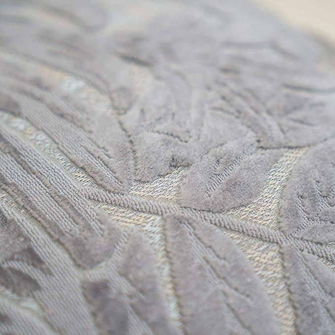 Alerfa 18 x 18 Inch Gray Silver Square Maple Leaf Pillow Embroidery Cut Velvet Cushion Case Luxury Modern Lumbar Throw Pillow Cover Decorative Pillow for Couch Sofa Living Room Bedroom Car