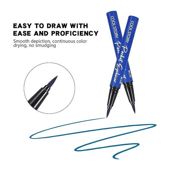 COOL STORY Blue Liquid Eyeliner Pencil – Water Resistant & Smudge-Proof, Long Lasting Eye Liner Makeup
