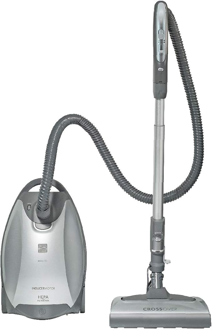 Kenmore Elite 21814 Pet Friendly CrossOver Lightweight Bagged HEPA Canister Vacuum with Pet PowerMate, Extended Telescoping Wand, Retractable Cord, 2 Floor Nozzles, and 4 Cleaning Tools-Silver/Gray | Pet PowerMate, Extended Telescoping Wand, Retractabl...