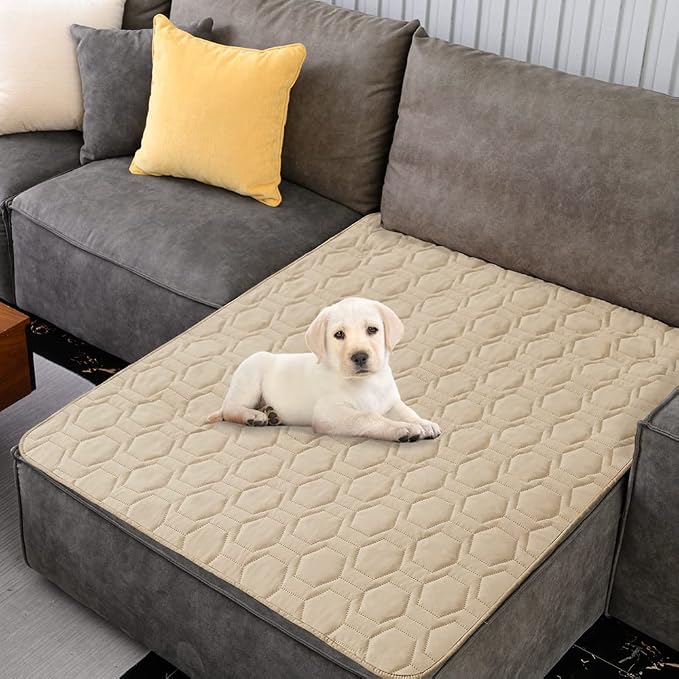 Tcksstex Waterproof and Non-Slip Dog Bed Cover and Pet Blanket Sofa Pet Bed Mat ，car Incontinence Mattress Protectors Furniture Couch Cover for Most Cats Dogs,Pets（52x82-Beige）