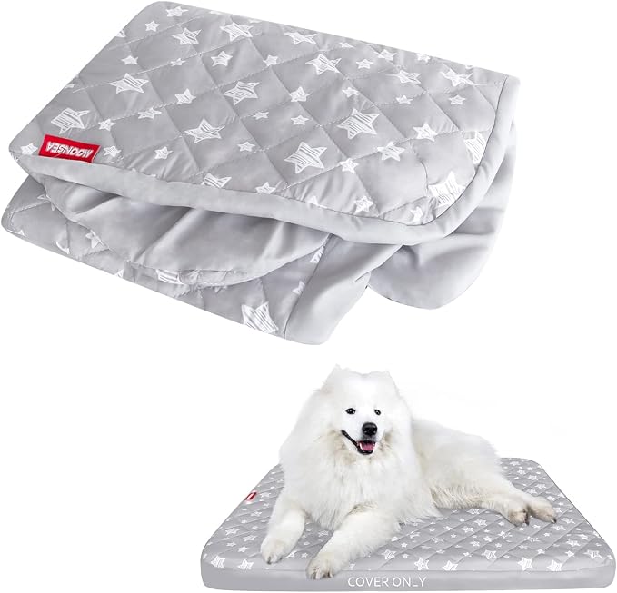 Waterproof Dog Bed Covers Replacement Lovely Grey Star Print, 32x44 Inches | Washable Pet Hair Easy to Remove, Noiseless Quilted Puppy Pet Bed Cover , for Dog/Cat, Cover Only