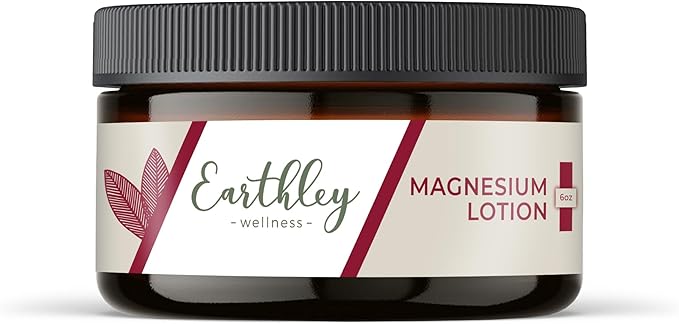 Earthley Wellness, Magnesium Lotion, Parent's Picks Award-Winner, Magnesium Cream for Promoting Relaxation, Rest & Muscle Recovery, Natural, Non-Itchy, Fast-Absorbing Formula (6oz, Original Lavender)