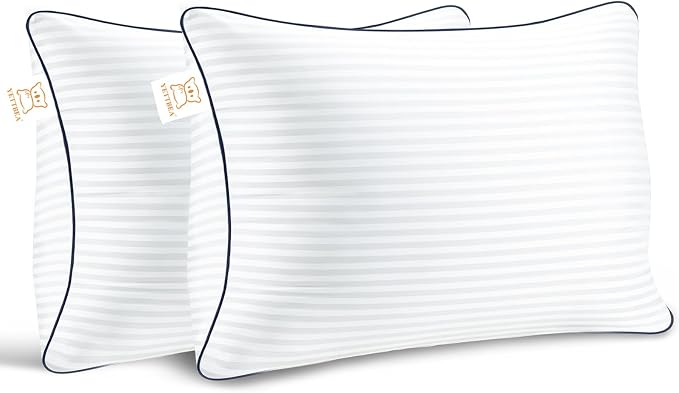 Yettbea 12x20 Inches Pillow Inserts Set of 2- Premium Soft Down Alternative Fill, Decorative Throw Pillows for Couch, Bed & Sofa, Supportive White Striped Bedroom Pillow Forms