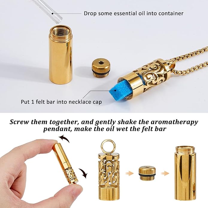 SUPERFINDINGS 2 Styles Essential Oil Necklaces Perfume Pendant Necklaces with 20 Felt Pads Diffuser Locket Necklace Essential Oil Jewelry Gift Oil Pendant Aromatherapy for Christmas Birthday