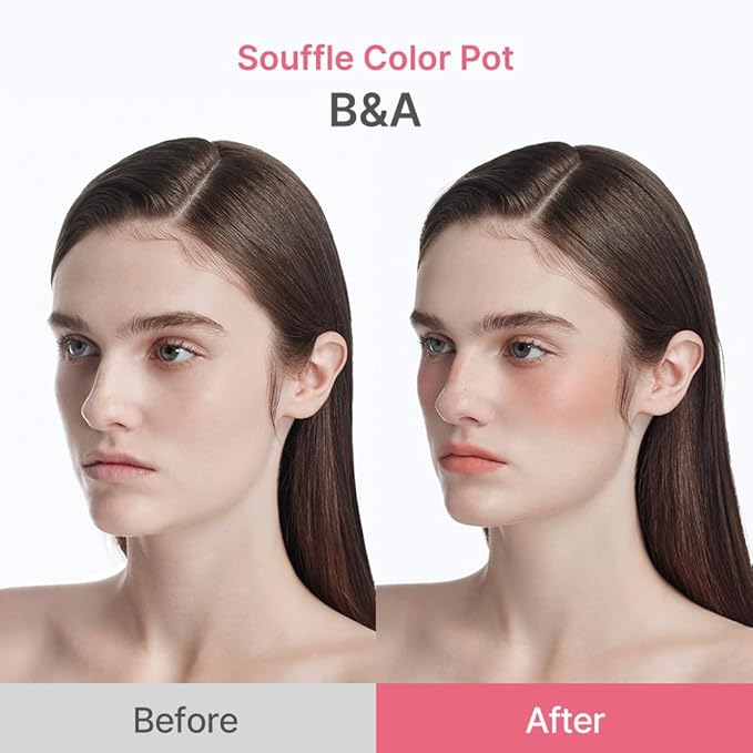 dasique Souffle Color Pot #01 Salmon Buff – Makeup Blush, Buildable Silky-Smooth Texture, Build-In Mini Brush, Multi-Use For Cheek and Lip