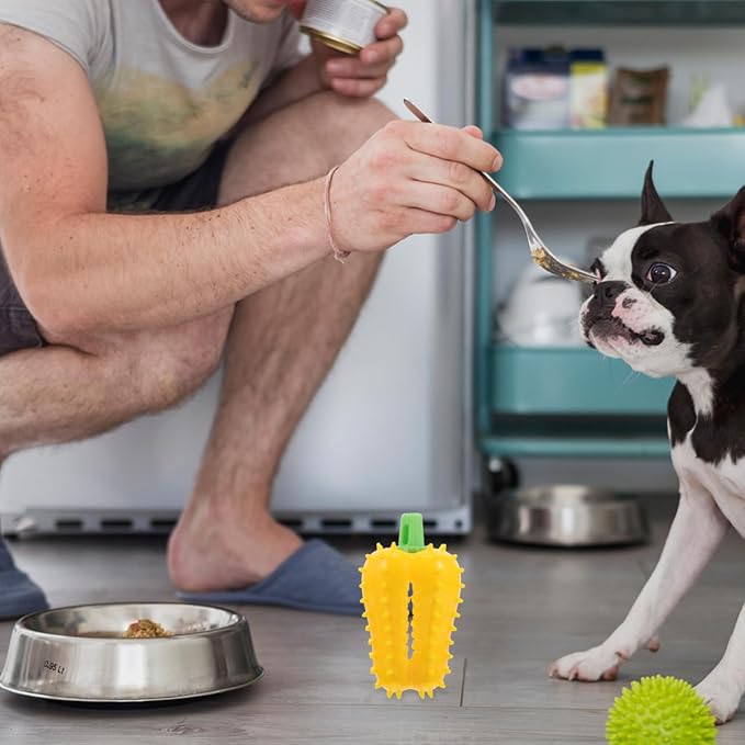 Totority Interactive Pet Food Leaking Ball Toy Chili Shape Dog Treat Dispenser Slow Feeding Chew Toy for Teeth Cleaning Puppy Enrichment Indoor Outdoor 4.33In