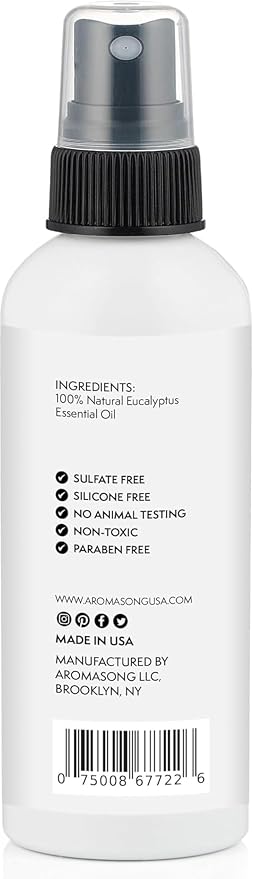 Aromasong Eucalyptus Shower Spray Aromatherapy – 100% Natural Eucalyptus Spray for Shower – Made in USA, Pure Essential Oil Mist for Sinus Relief & Spa-Like Steam, 4 fl oz 3 Pack