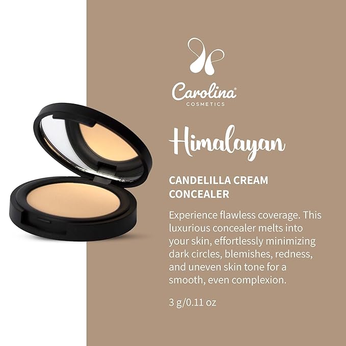 Carolina Cosmetics - Candelilla Cream Concealer in Himalayan Color - Vegan, Non-GMO - Minimizes Dark Circles, Blemishes & Uneven Skin Tone - 0.11 oz