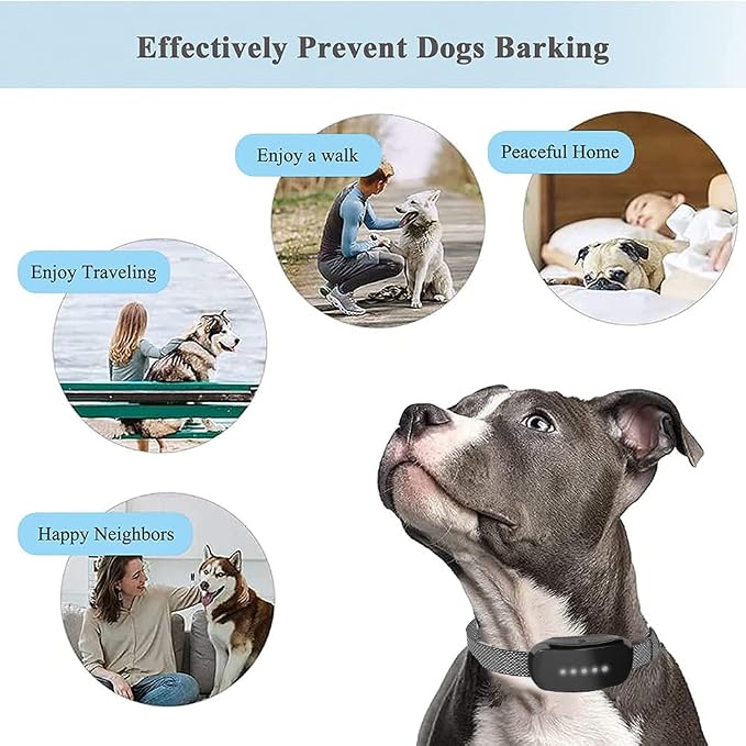 Bark Collar, Dog Bark Collar for Small, Medium and Large Dogs, with 5 Adjustable Sensitivity Beeps Vibration Shock, Waterproof Rechargeable Smart Bark Collar (Pink Colour)