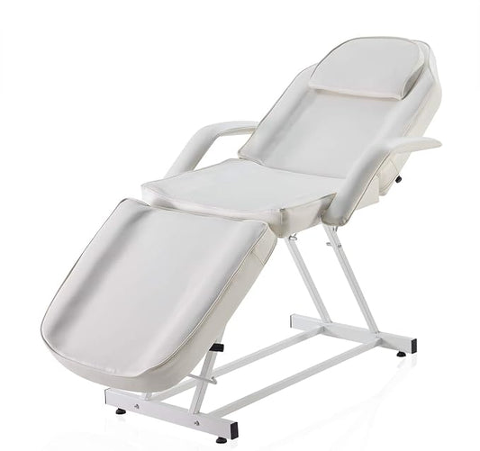 BELLEZE Adjustable Tattoo Table Chair Salon Bed Eyelash Microblading Esthetician Equipment for Professional Massage Facial Lash Beauty Treatment Spa - White