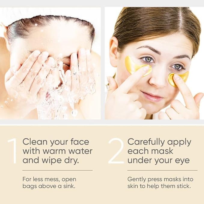 24K Gold Eye Mask for Puffy Eyes, Dark Circles & Wrinkles - Luxurious Under Eye Patches,Eye Patches for Puffy Eyes(Men & Women,20pairs)