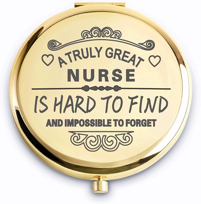 QUSTGO Nurse Appreciation Gifts for Women, Thank You Gifts for Nurse, Personalized Compact Mirror, Goodie Bag & Basket Stuffers for Valentines Day