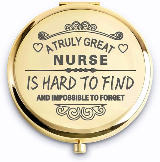 QUSTGO Nurse Appreciation Gifts for Women, Thank You Gifts for Nurse, Personalized Compact Mirror, Goodie Bag & Basket Stuffers for Valentines Day