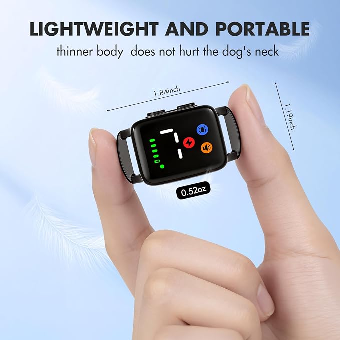 Bark Shock Collar for Small Dogs 5-30lbs, Ultra-Lightweight 1.4 oz Smart No Bark Collar with Sound, Vibration & Optional Static Correction, Anti-False Trigger, Rechargeable & IPX7 Waterproof