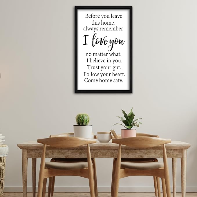 RLWangChao Before You Leave This Home Wall Decor Art 16"X11" Black | I Love You Sign, Inspirational Quotes, Family Entryway, Wood Framed Wall Hanging