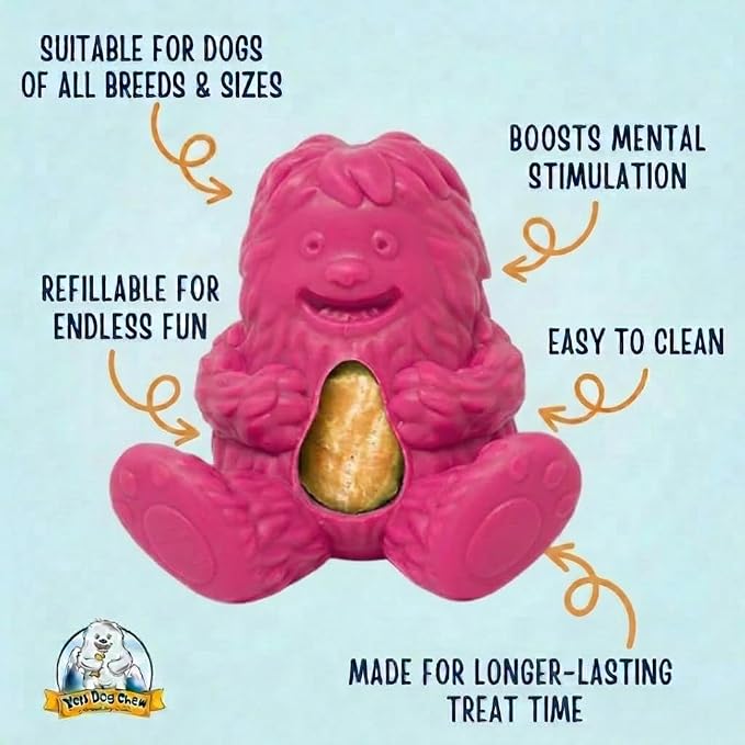Yeti Puff & Play Interactive Dog Toy, Nugget Treat Dispenser, Pink Yeti