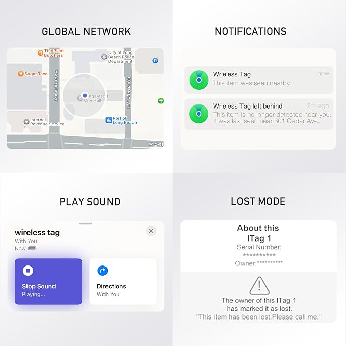 2-Pack Air Tracker Tags, [Apple MFi Certified] Works with Apple Find My (iOS Only) for Worldwide Tracking, Bluetooth Locator with Replaceable Battery for Keys, Pets, Cars, Luggage, Backpacks