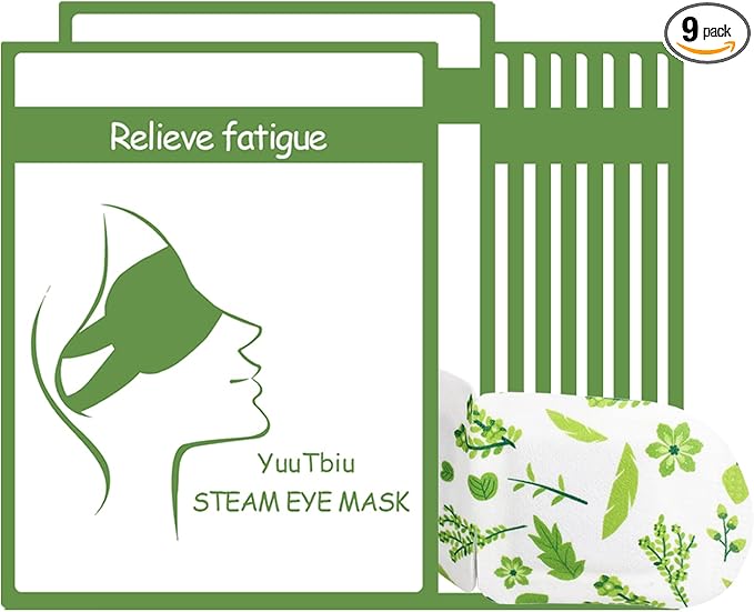 Disposable Steam Eye Mask 9 Pack - Heated Eye Compress for Dry Eyes, Eye Strain & Puffiness Relief, Sleeping Mask for Travel, Airplane, Spa, Night Use, Relaxing Gift