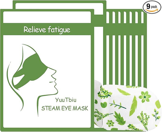 Disposable Steam Eye Mask 9 Pack - Heated Eye Compress for Dry Eyes, Eye Strain & Puffiness Relief, Sleeping Mask for Travel, Airplane, Spa, Night Use, Relaxing Gift