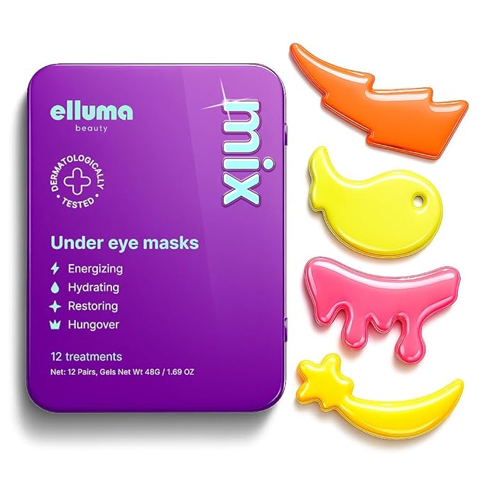 Under Eye Patches 12 Pairs of Themed Hydrogel Eye Gel Pads - For Puffy Eyes and Dark Circles, Under Eye Bags, Wrinkles - Mix Set | Energizing, Hydrating, Restoring, Hungover