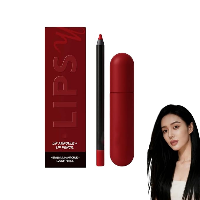 Color-Rich Lipampoules with Matching Lip Liner,Long-Lasting Moisturizing Lip Oil,Color & Care In Perfect Harmony, Glossy Lipstick And Lip Liner Set, for Womens (#03)