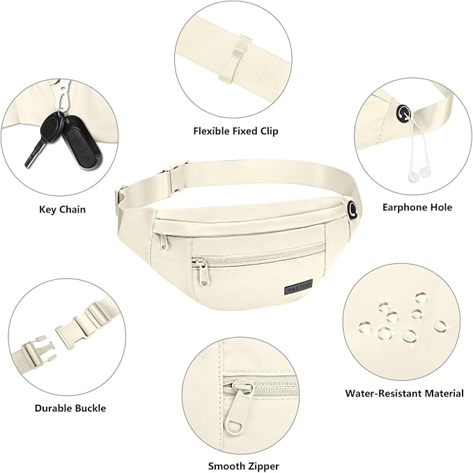 MAXTOP Large Crossbody Fanny Pack with 4-Zipper Pockets,Gifts for Enjoy Sports Festival Workout Traveling Running Casual Hands-Free Wallets Waist Pack Phone Bag Carrying All Phones