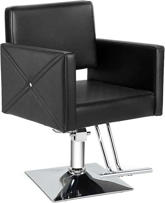 Barber Salon Chair for Hair Stylist, Heavy Duty Hydraulic Pump Stylist Chair, 360 Degrees Rolling Swivel Adjustable Spa Beauty Equipment for Barbershop/Home, Black (Black)