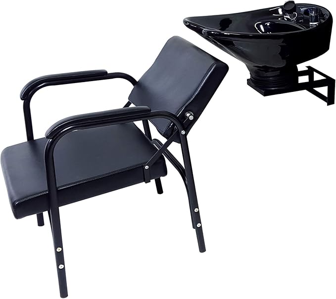 Salon CERAMIC Wall Mounted Tilting Bowl Reclining Shampoo Chair TLC-B07WT-216