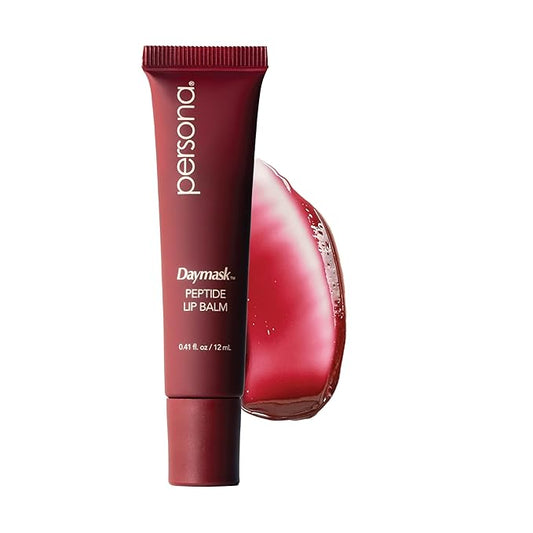 PERSONA Daymask Peptide Lip Balm | Rich, Glossy Hydration | With Oat Kernel Oil, Squalane & Peptide Complex | Vegan, Fragrance-Free, Sensitive-Lip Safe (0.3 oz) | Made in USA, Pomegranate