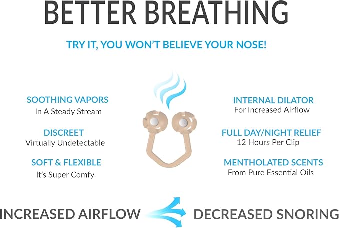 Nose Clips for Bad Smell by Vapor Soothers | Nasal Dilators for Breathing | Smell Nose Rings for Nurses | Instant Nasal Congestion Relief, Drug-Free | Cinnamon Scent - 4 Pouches, 8ct