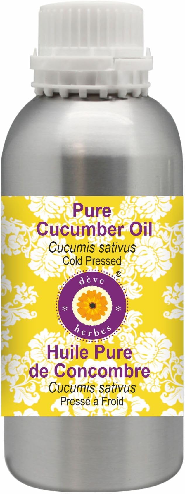 Deve Herbes Pure Cucumber Oil (Cucumis sativus) Cold Pressed 1250ml (42 oz)