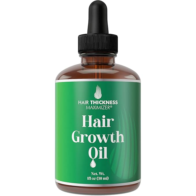 Hair Growth Oil for Women & Men. 10+ Ingredients to Strengthen & Hydrate Thinning, Dry Hair for a Healthier-Looking Scalp. with Peppermint & Wild Black Castor Oil. Vegan & Unscented – 1oz Serum