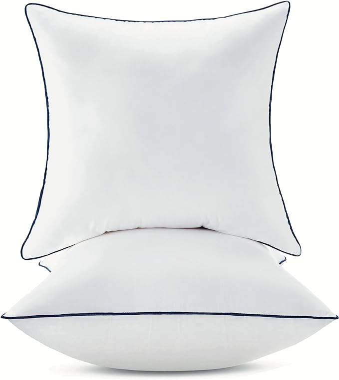 20x20 Inch Pillow Inserts Set of 2-100% Cotton Cover, Square Decorative Throw Pillows for Couch, Sofa, Chair, or Bed (2 Pack, 20x20 Inch) | 100% Premium Polyester Fill, Fluffy & Soft with Comfy Support - White Decorative Cushion Inserts for Couch, Sofa...