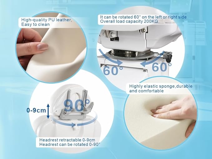 TATARTIST Electric Facial Bed Electric Spa Chair Professional Beauty Spa Beds Salon Chair Portable Massage Table White Facial Chairs for Esthetician with 4 Motors