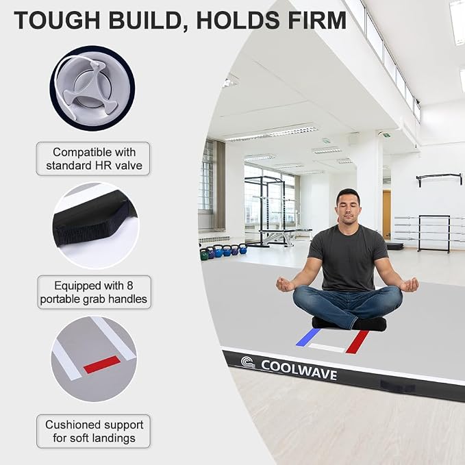 COOLWAVE Inflatable Wrestling Mat and Jiu Jitsu Mats for Home Gym or Outdoor Training, Great for BBJ, MMA, Martial Art, Grappling, Judo, Boxing, Yoga and More with Soft Landings and Good Bounce