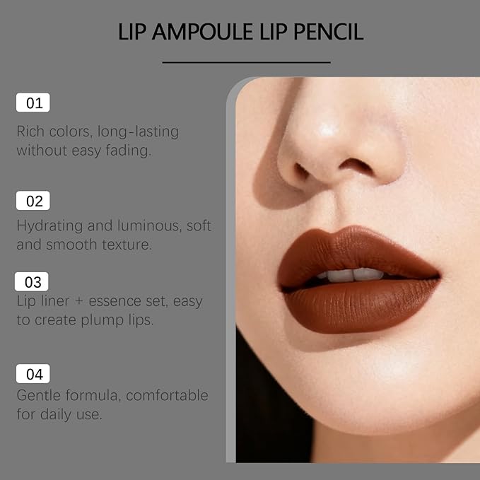 Color-Rich Lipampoules with Matching Lip Liner,Long-Lasting Moisturizing Lip Oil,Color & Care In Perfect Harmony, Glossy Lipstick And Lip Liner Set, for Womens (#06)