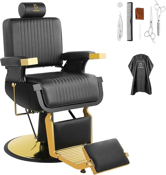 Barber Chair Hydraulic Reclining Salon Chair 360 Degrees Swivel Heavy Duty Styling Chairs for Hair Stylist Barber Salon Black