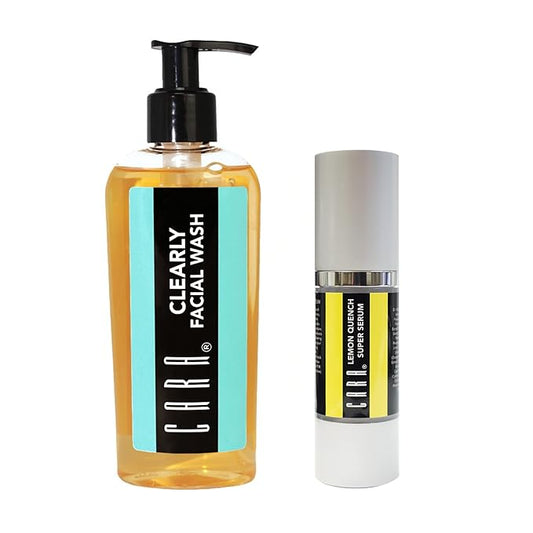 CARA Cosmetics Clearly Skincare Set - Skin Care & Self Care Kit, Skincare Products For Face, Facial Skin Care Sets & Kits, Face Routine Set For Women - Facial Wash Cleanser 6oz. & Serum 1oz. Set