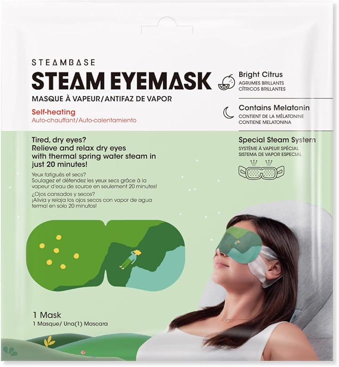 Steam Eye Mask for Dry Eyes and Puffiness, Fast Relief Disposable Self Heating Masks, Stocking Stuffers, 12 Pack
