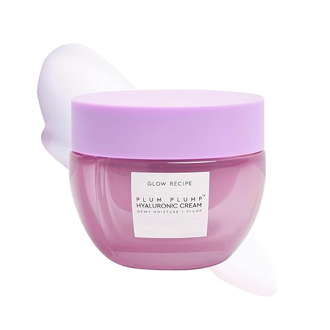 Glow Recipe Plum Plump Hyaluronic Acid Face Cream Moisturizer, Travel Size, Korean Moisturizer for Dry Skin, Plumping + Firming Hydration, Polyglutamic Acid + Peptides (20ml)