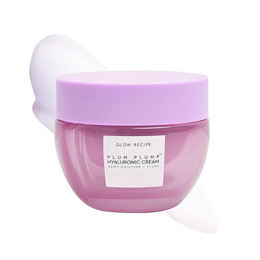 Glow Recipe Plum Plump Hyaluronic Acid Face Cream Moisturizer, Travel Size, Korean Moisturizer for Dry Skin, Plumping + Firming Hydration, Polyglutamic Acid + Peptides (20ml)