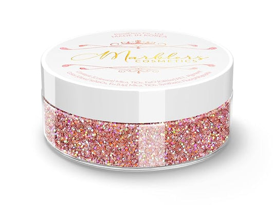 MARBLERS Holographic Face & Body Glitter [Holo Pink Rose] 0.18oz (5g) | Fine | Non-Toxic | Cruelty-Free | Festival, Rave & Party Makeup | Eye, Hair, Nail Polish, Eyeshadow | Nail Art | Gel Nail