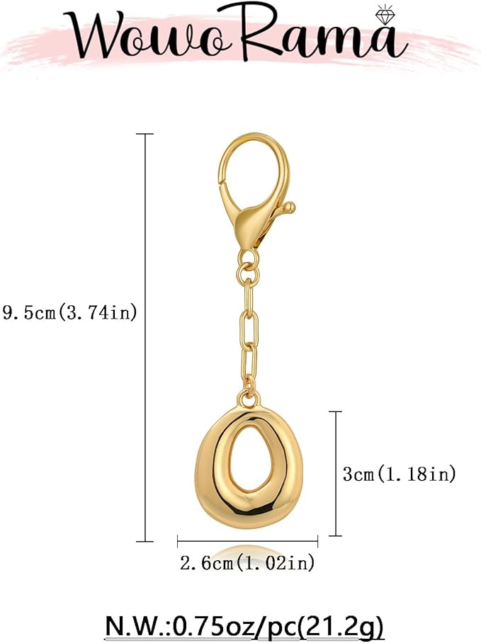 WOWORAMA Initial Letter Keychain for Women Chunky Gold Bubble Letter Bag Charm Purse Charm Personalized Keyrings Accessories