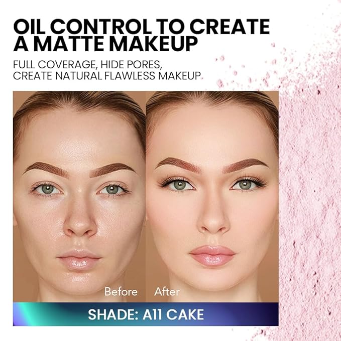 Loose Setting Powder - Translucent Finishing Powder for Face With Built-in Puff, Oil Control & Pore Blurring, Soft Matte Makeup, Vegan & Long Lasting, Pink 11 (0.21 oz)